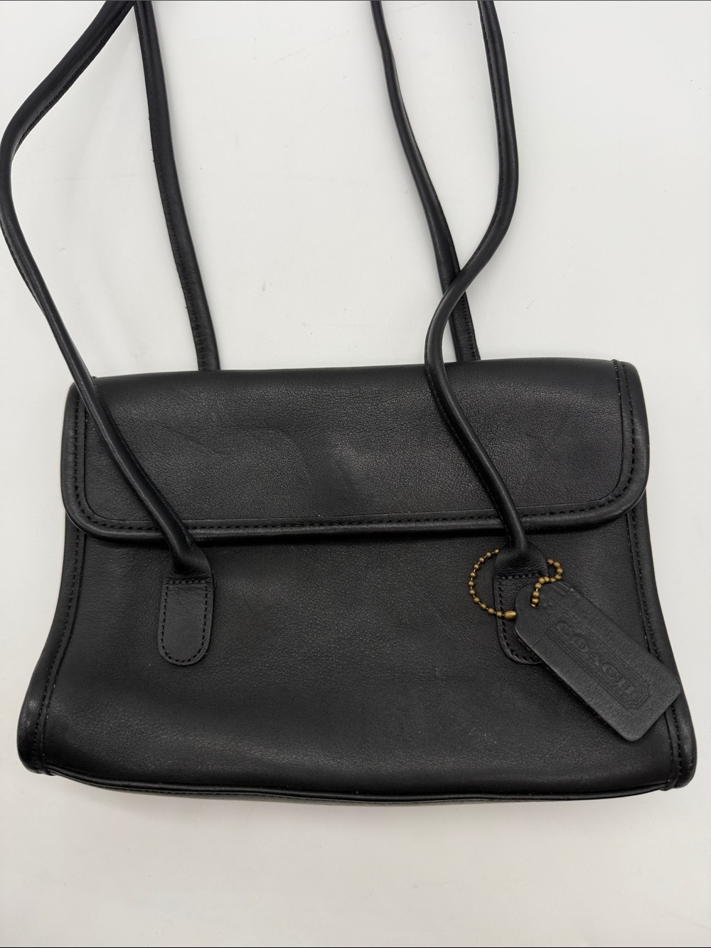 Vintage Coach Laurie Flap Bag E7C-9032 Black Glovetanned Leather USA 1997 - Picture 9 of 9